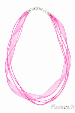 Collana in organza - lunghezza 45 cm - rosa